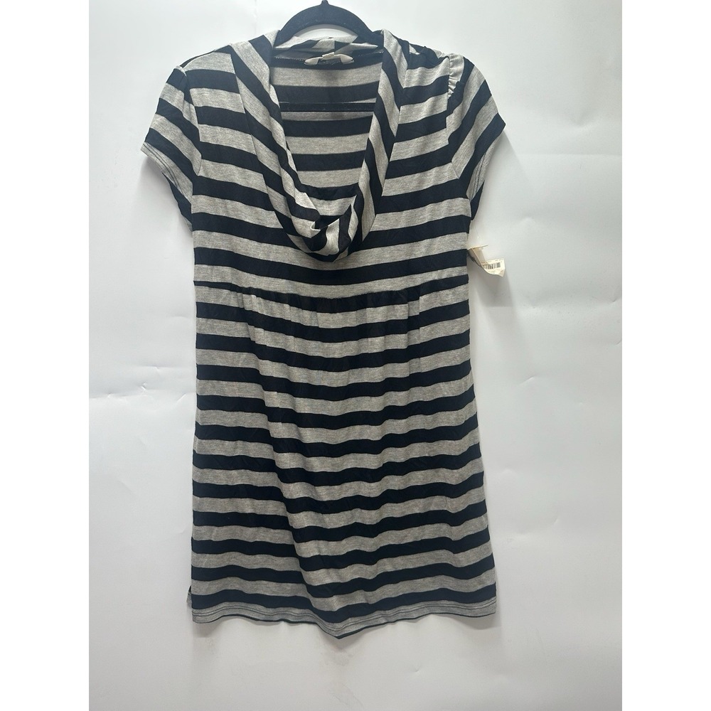 Three‎ Seasons maternity top sz M gray & Black stripe short sleeve soft knit Y2K